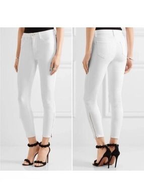 L'Agence Andrea High Rise White Ankle Zip Skinny Jeans Size 28